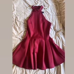 Large size Dark red short dress